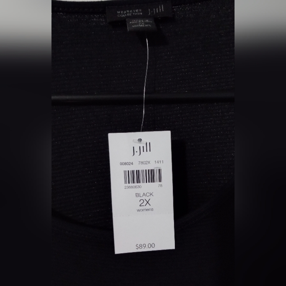J. Jill Black Textured Long Sleeve Top - Picture 2 of 3